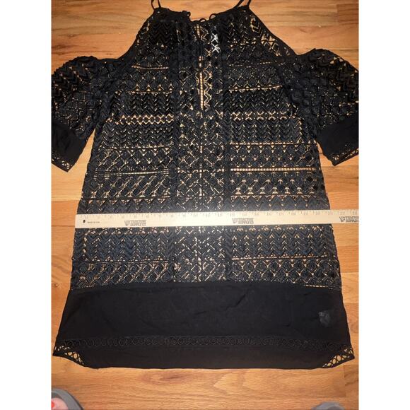 Ramy Brook Black Lace Cold Shoulder Swim Cover Up Women’s Size XS/S Keyhole Back - Picture 4 of 8